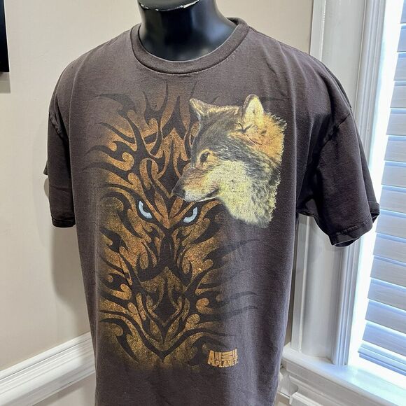 VTG Discovery Channel Crocodile Hunter Animal Planet Wolf Shirt Sun Faded - Picture 2 of 13